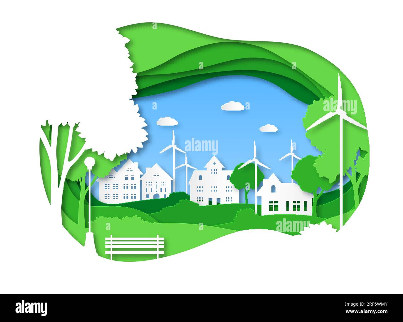 Eco city save energy green technology solar town with alternative