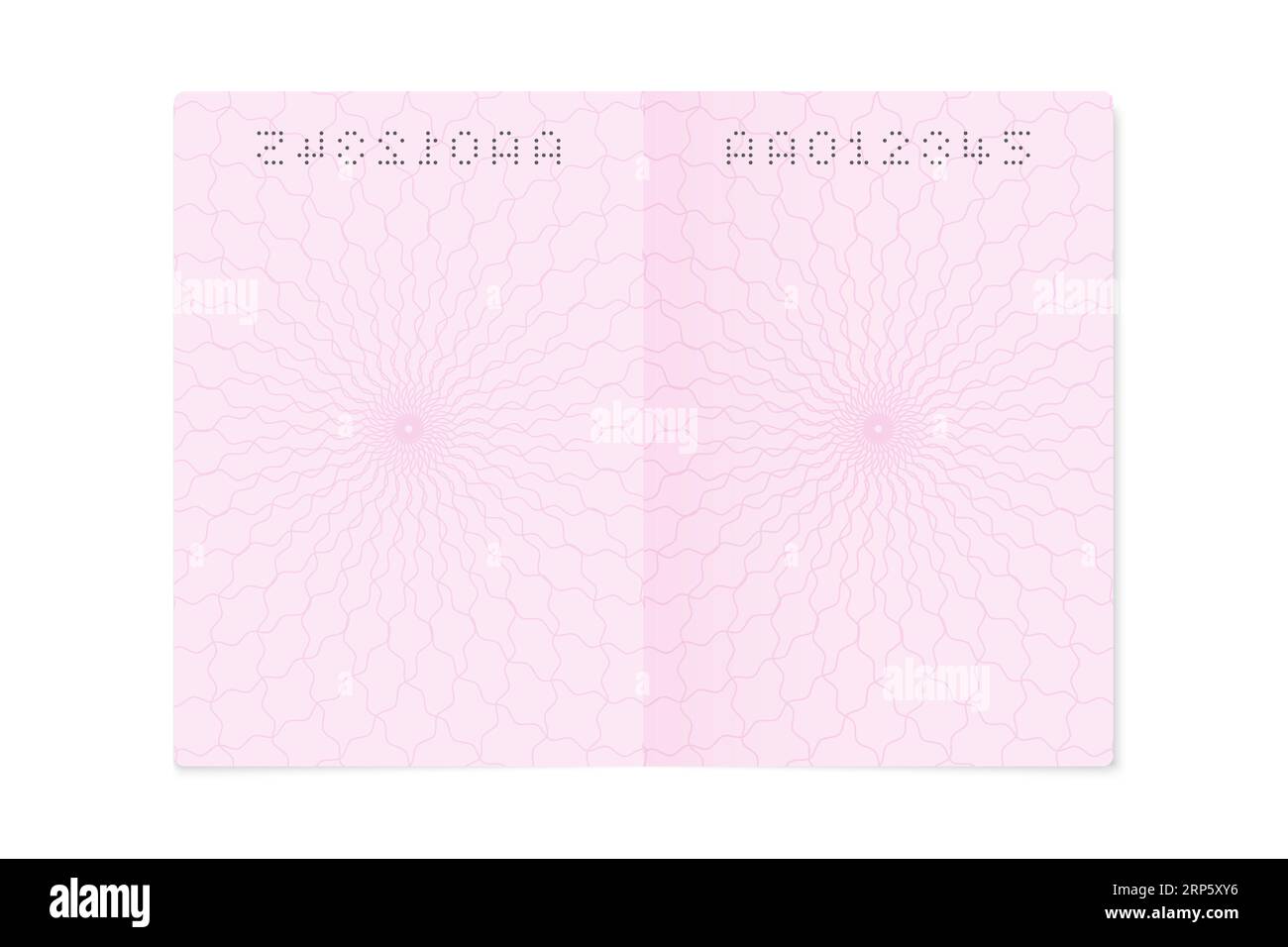Blank open passport page. Empty sheet with number, closeup citizen identity document template