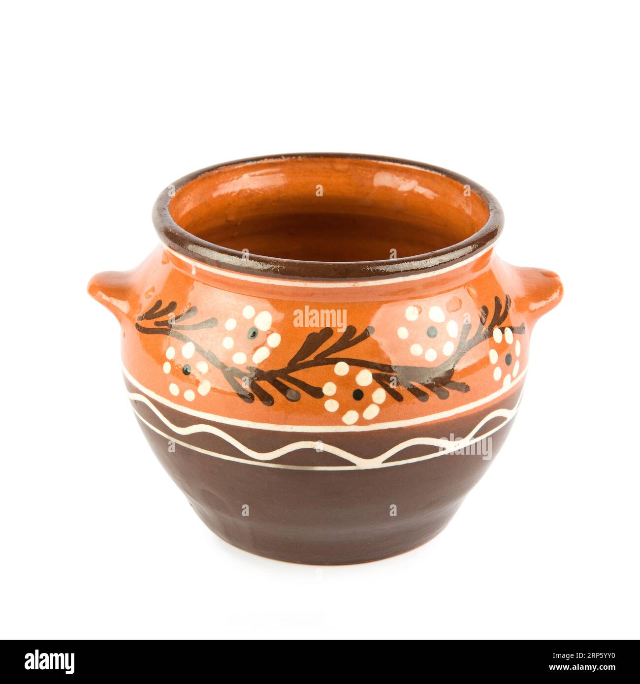 Clay pot with ornament isolated on white background Stock Photo - Alamy