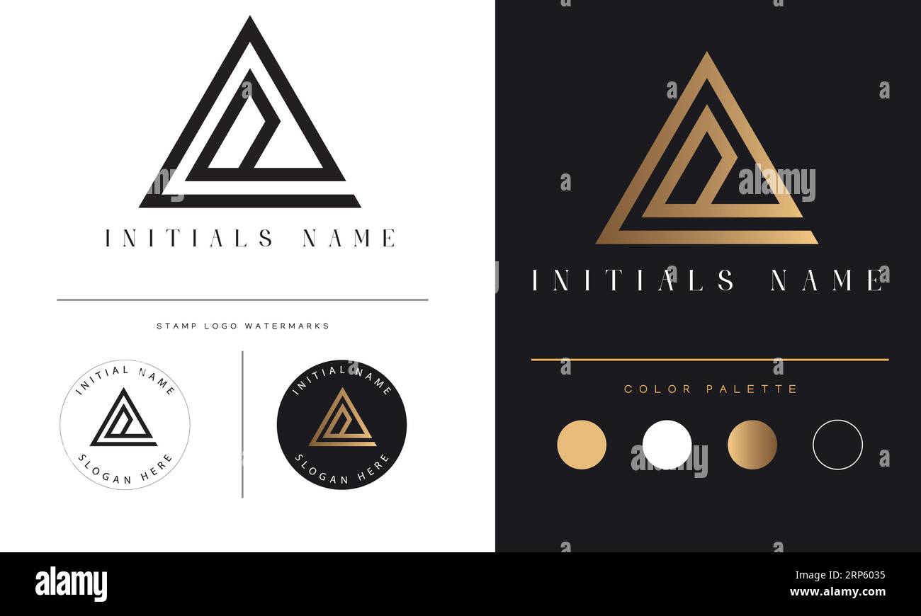 Luxury Initial AD or DA Monogram Text Letter Logo Design Stock Vector