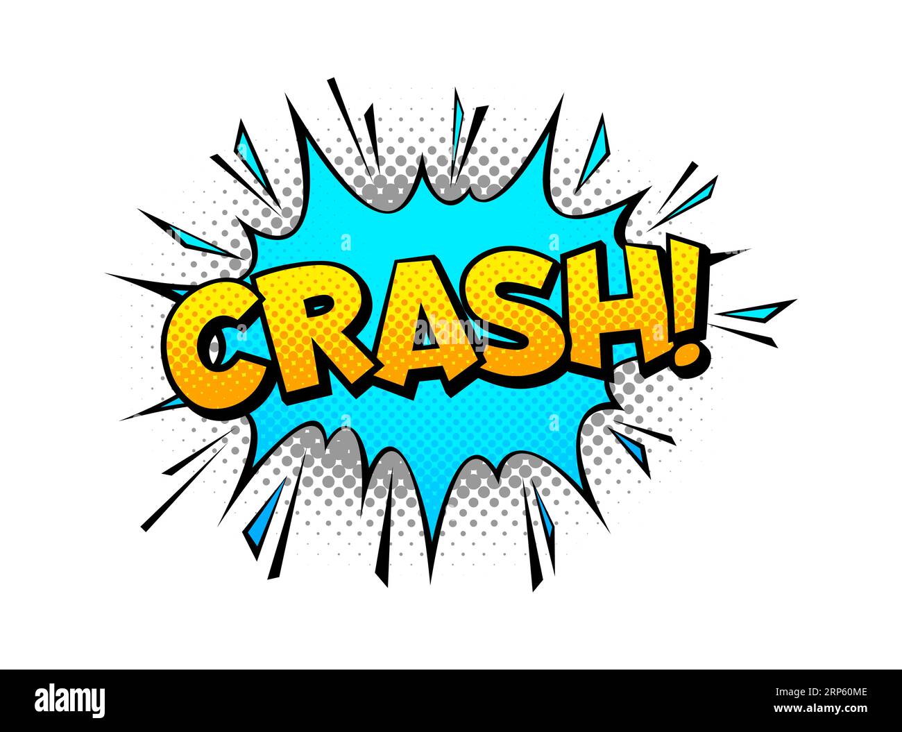 Comic sound speech effect. Crash cartoon yellow text. Comics blue