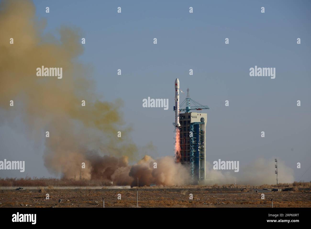 (181229) -- JIUQUAN, Dec. 29, 2018 -- A Long March-2D rocket carrying six Yunhai-2 satellites and a test communication satellite blasts off from the Jiuquan Satellite Launch Center in northwest China, Dec. 29, 2018. The six atmospheric environment research satellites will be used to study atmospheric environment, monitor space environment, prevent and reduce disasters, and conduct scientific experiments. ) CHINA-GANSU-JIUQUAN-SATELLITES-LAUNCH (CN) HaoxWei PUBLICATIONxNOTxINxCHN Stock Photo