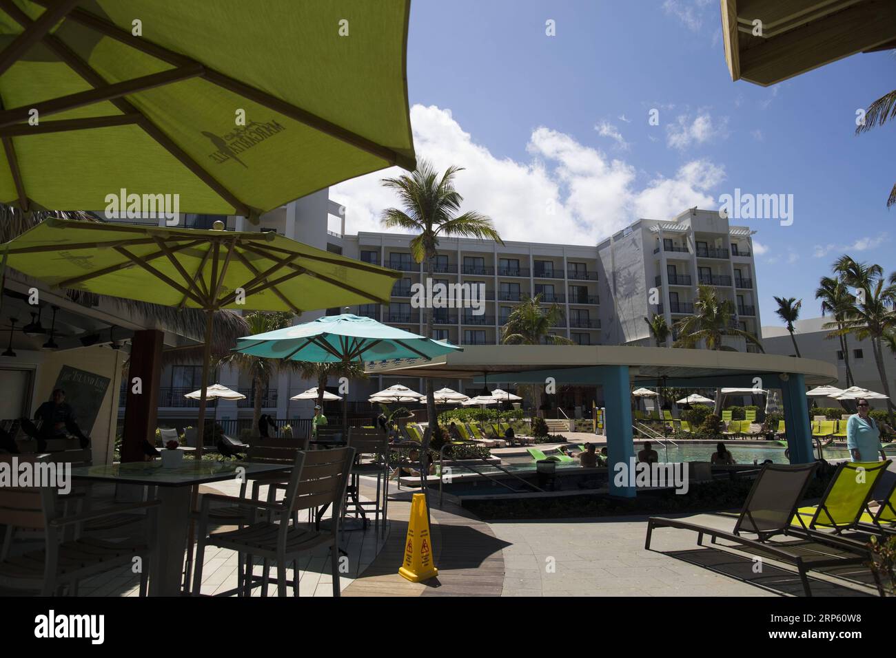 March 6, 2018 - RÖO Grande, Puerto Rico - RÖo Grande , Marzo 6 , 2018 - NEGOCIOS - FOTOS para ilustrar una historia sobre el Hotel Wyndham Grand RÖo Mar Beach Resort, hospederÖa que reabri el 1 de marzo tras haber estado por meses cerrada tras el paso del huracn MarÖa. En el hotel se invirtieron sobre $25 millones entre reparaciones y renovaciones a los restaurantes, las habitaciones, las piscinas y las reas recreativas. EN LA FOTO una vista del 5 OClock Somewhere Bar & Grill ..FOTO POR: tonito.zayas@gfrmedia.com.Ramon Tonito Zayas / GFR Media (Credit Image: © /El Nuevo Dias via ZUMA Press) La Stock Photo