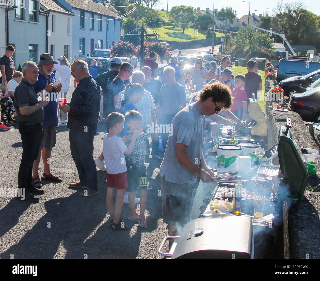 Local Community Enjoying Street BBQ Keelbeg West Cork Ireland Stock