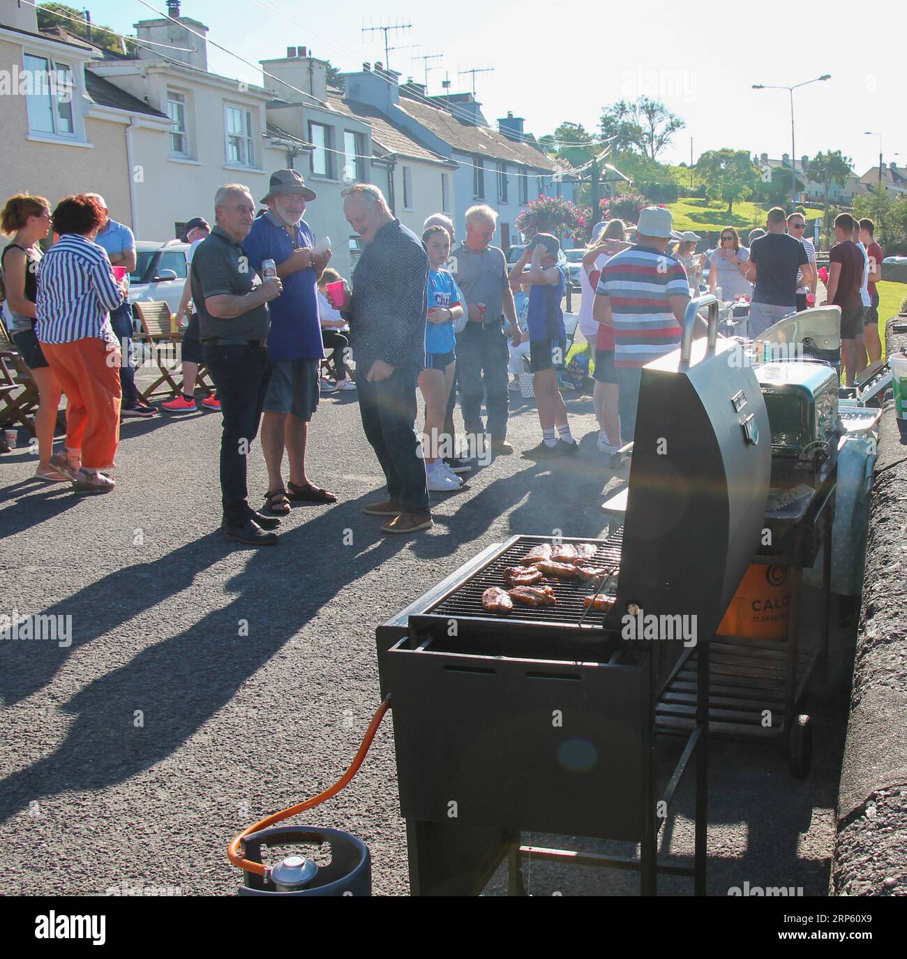 Local Community Enjoying Street BBQ Keelbeg West Cork Ireland Stock