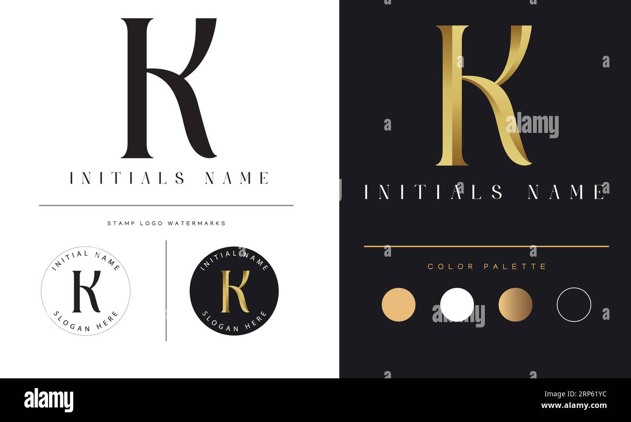  Luxury Initial K Monogram Text Letter Logo Design Stock Vector Image ...