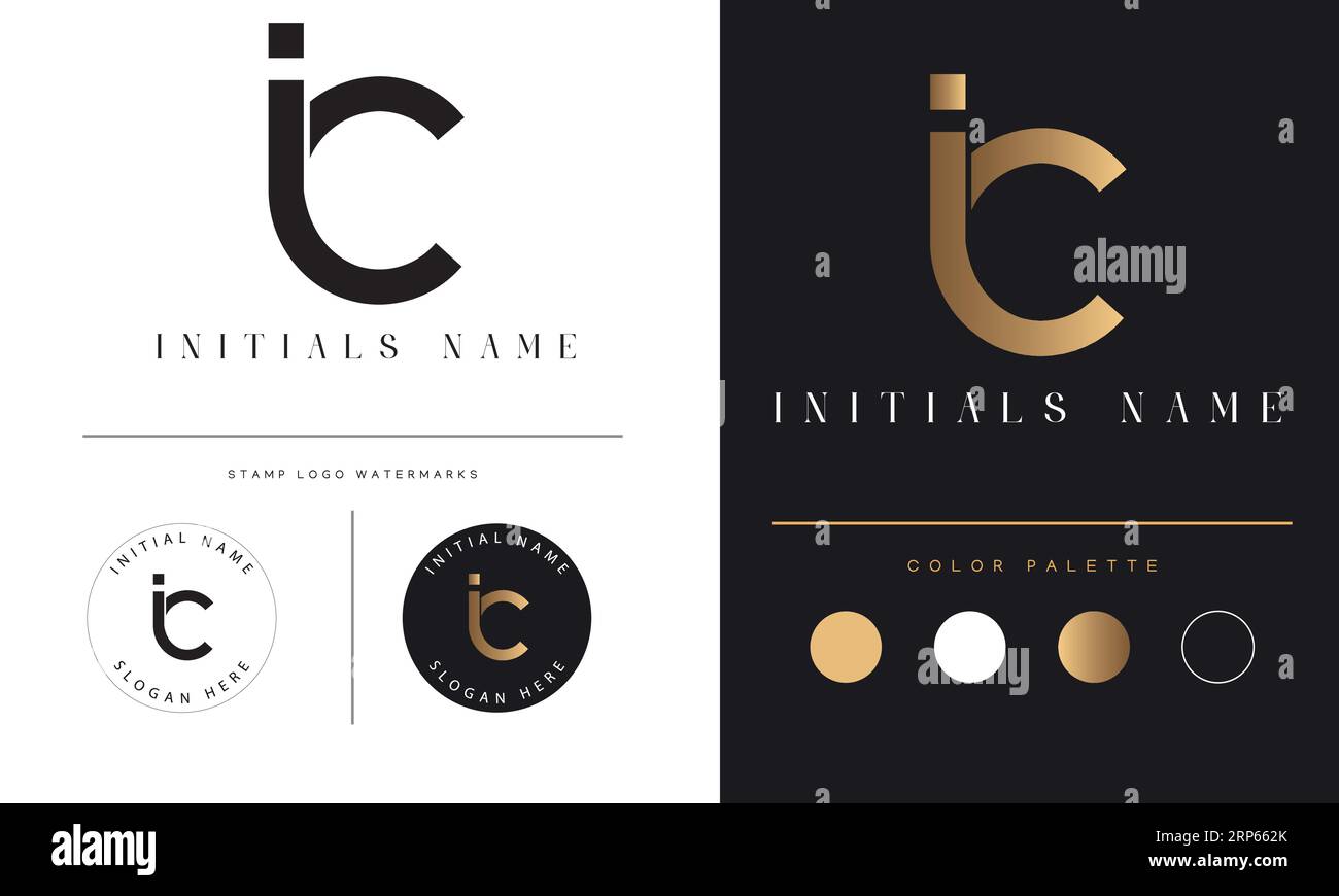 Luxury Initial CJ or JC Monogram Text Letter Logo Design Stock Vector