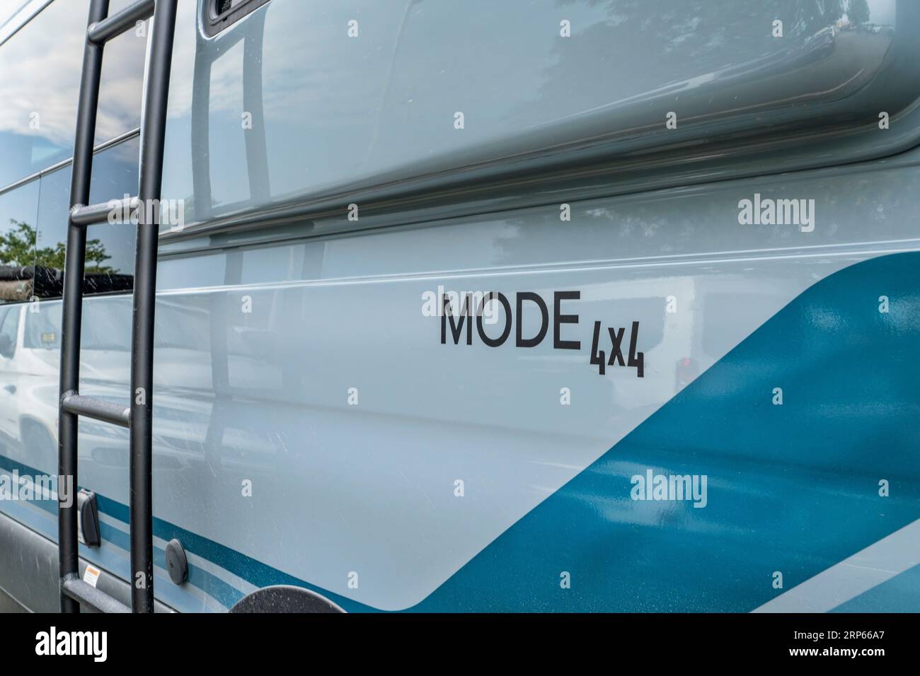 Loveland, CO, USA August 26, 2023 Detail of 4x4 Storyteller Overland