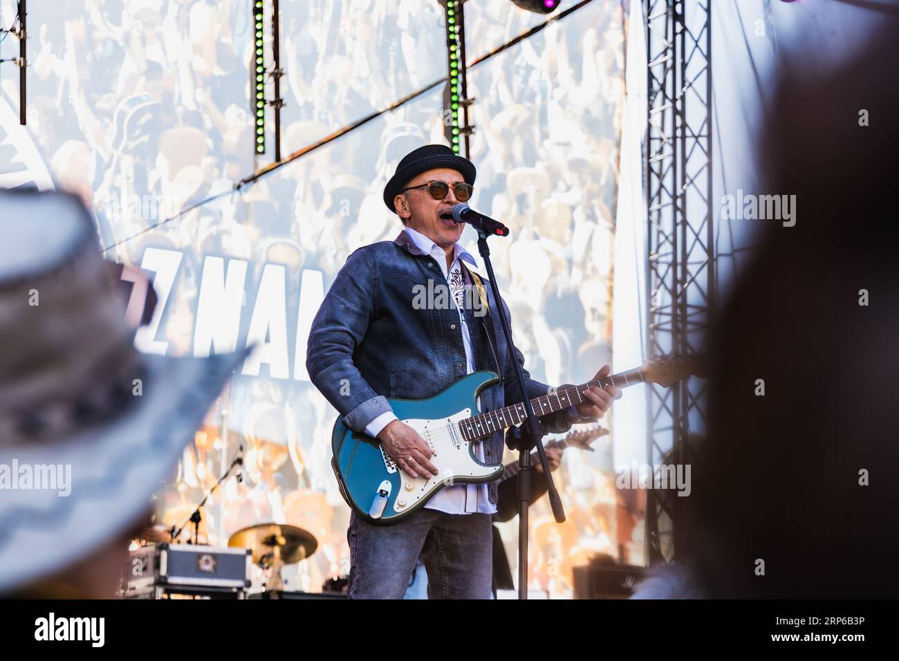 Wroclaw, Poland May 1 2023 Artists and guitarists at main stage at