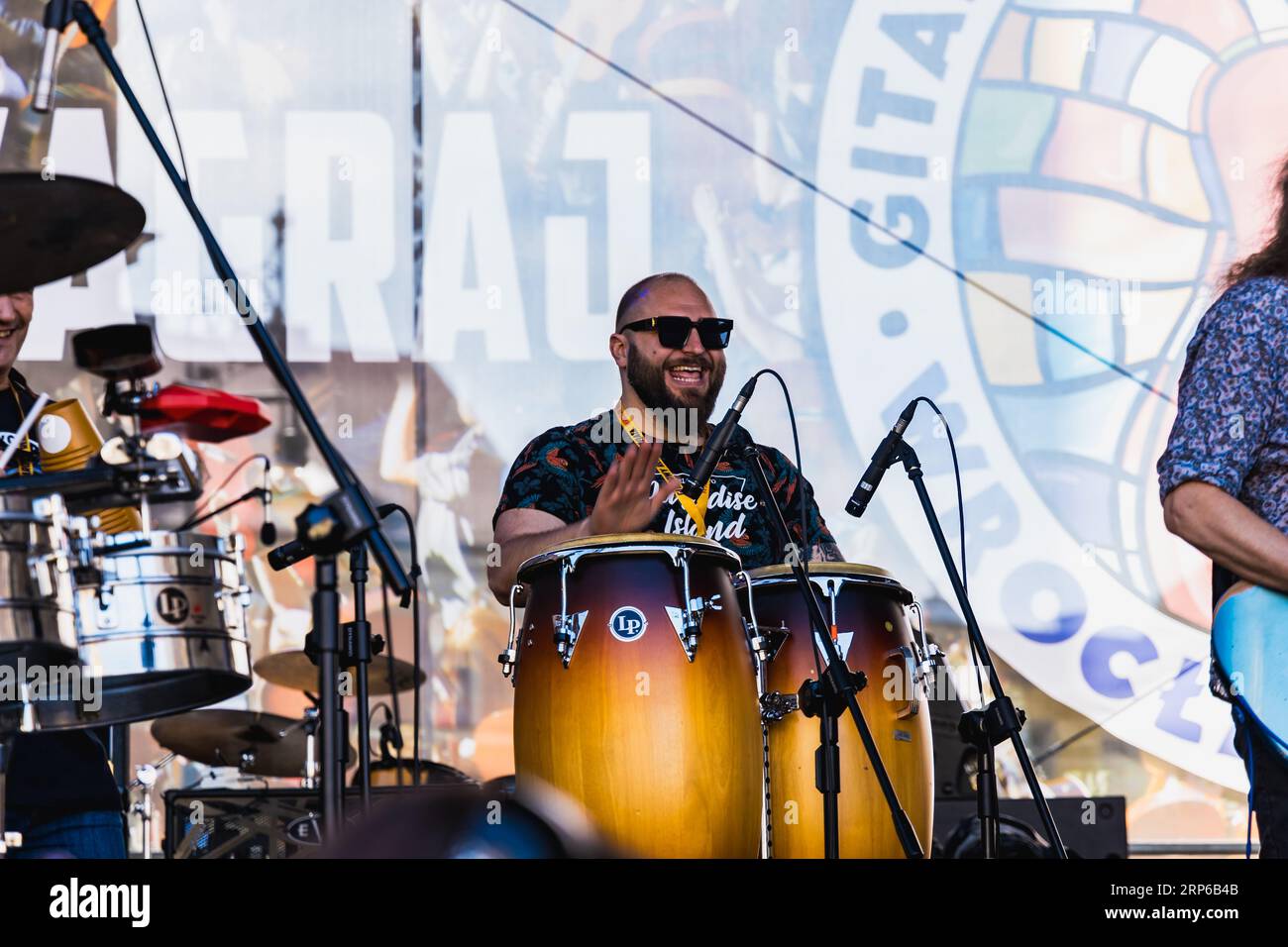 Wroclaw, Poland May 1 2023 Artists and guitarists at main stage at