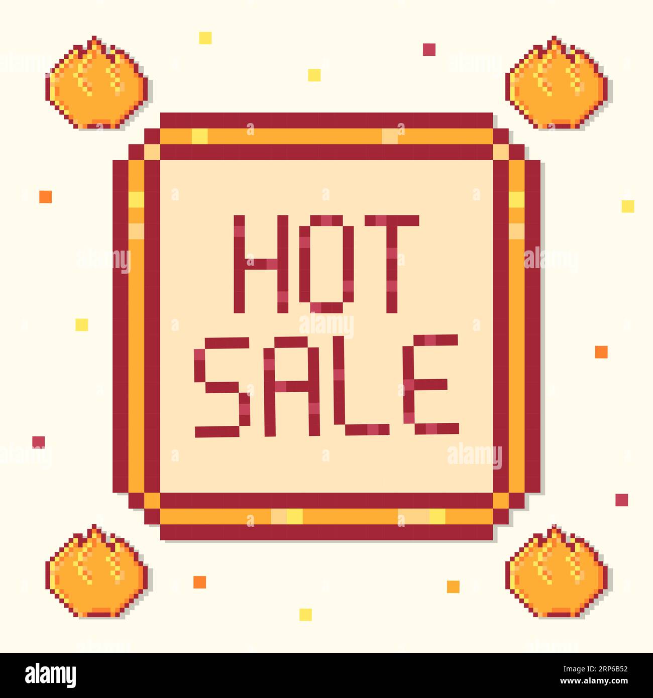 Hot Sale sign. Pixel art style icon 8-bit Stock Vector