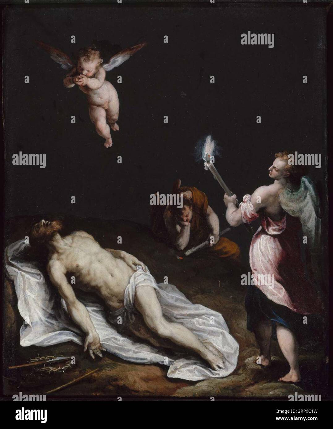 Dead Christ Mourned by Angels by Felice Riccio Stock Photo - Alamy