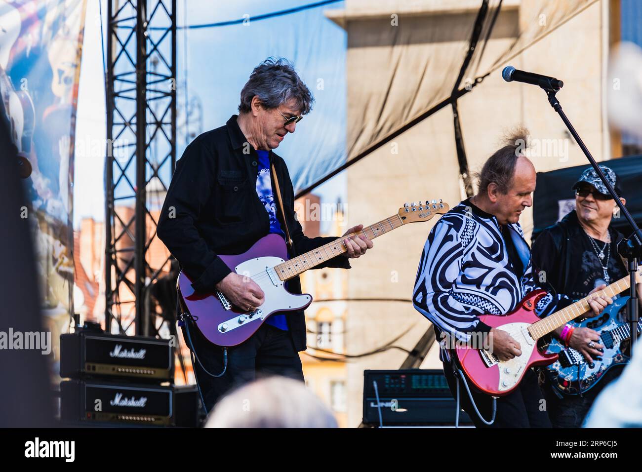 Wroclaw, Poland May 1 2023 Artists and guitarists at main stage at