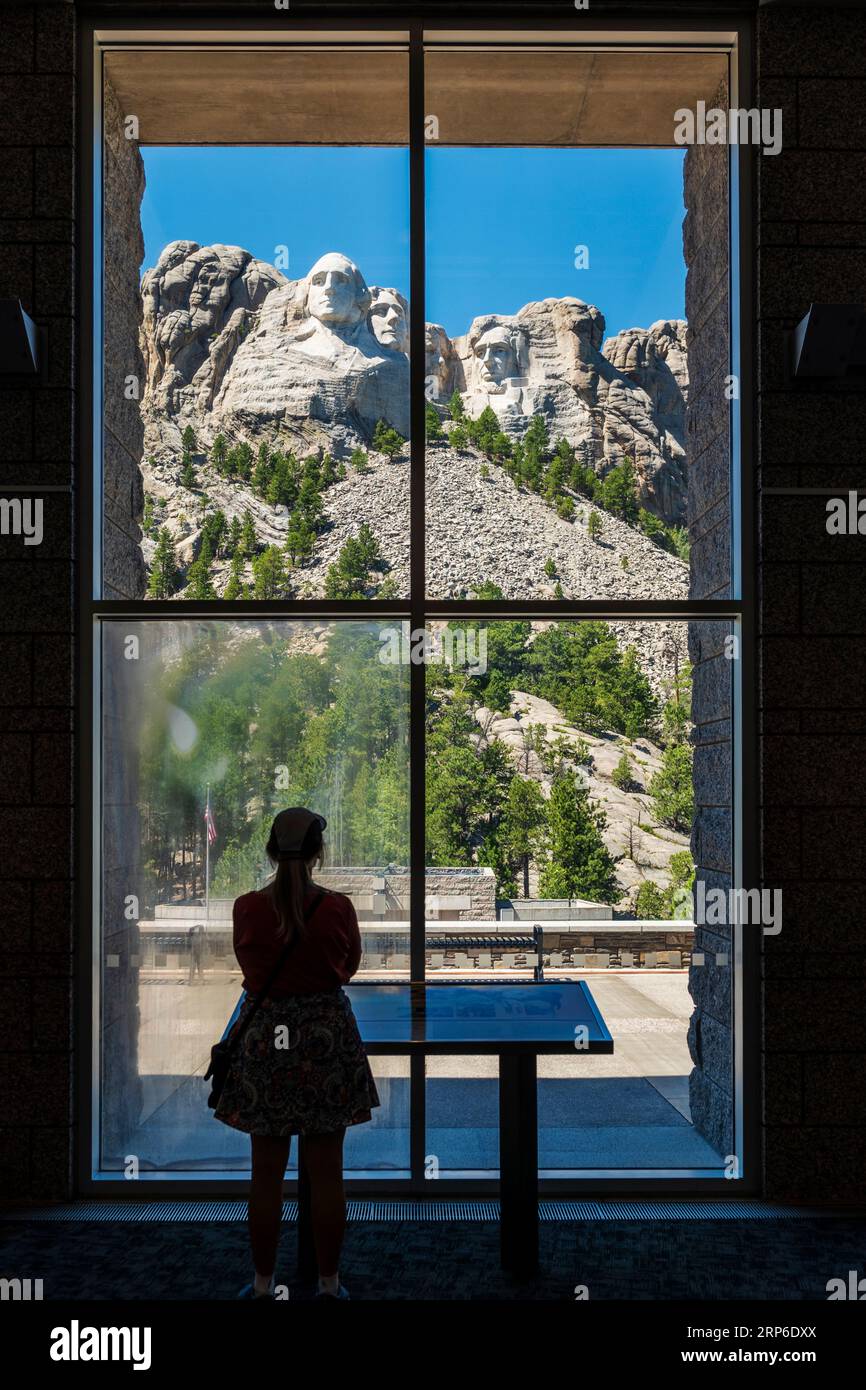 Tourists visiting Mount Rushmore National Memorial; Black Hills; Hill