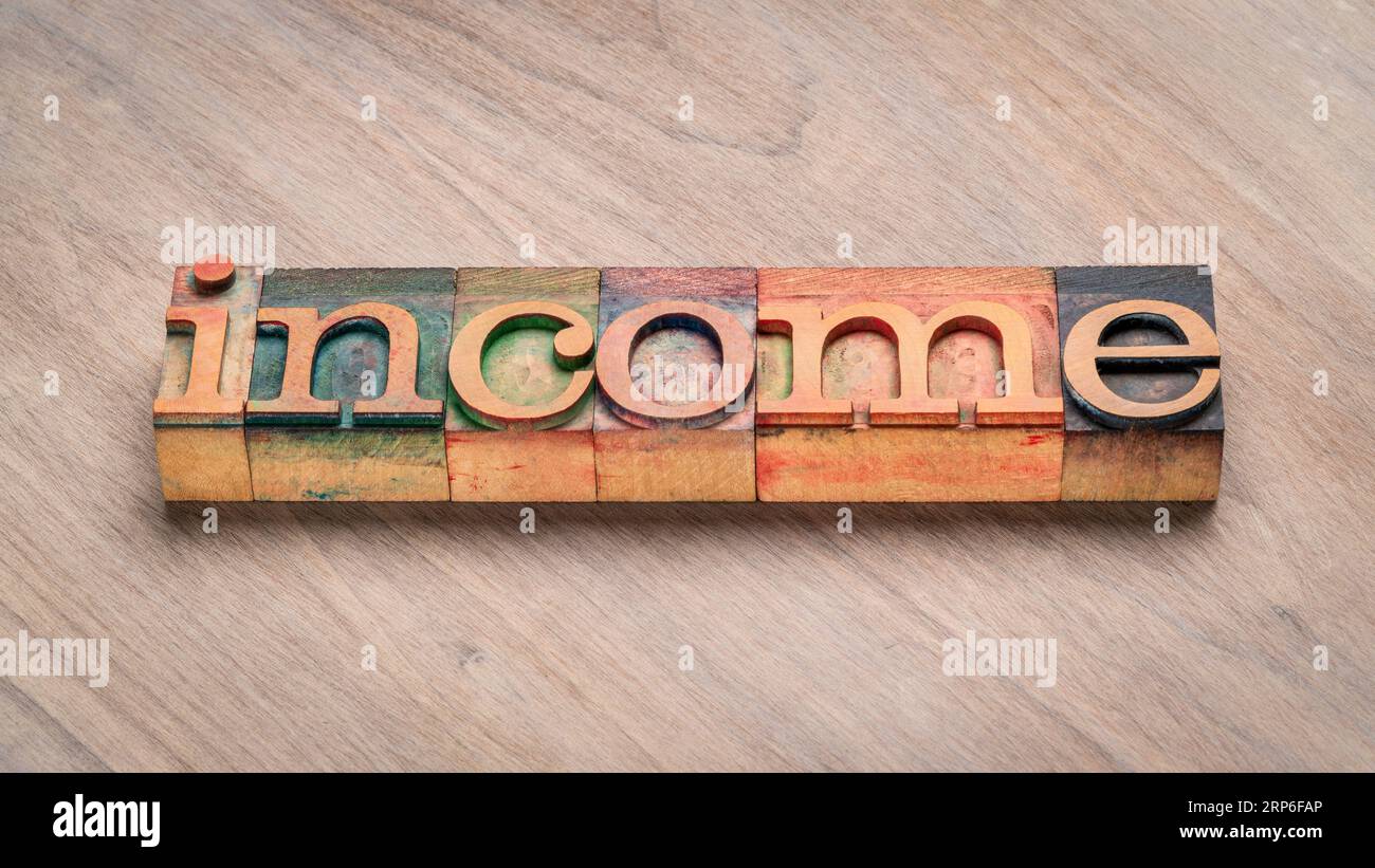 Medium Income Lettering Word profit lettering on hi-res stock photography and images - Alamy