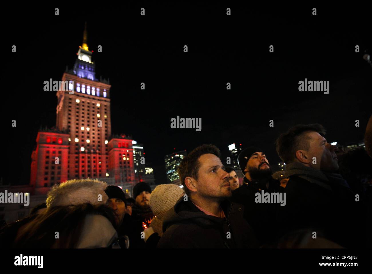 (190115) -- WARSAW, Jan. 15, 2019 -- Mayor of Warsaw Rafal Trzaskowski (C) joins in a march in commemoration of Pawel Adamowicz, the late Mayor of the Polish port city of Gdansk, in center of Warsaw, Poland, Jan. 14, 2018. The UN refugee agency, UNHCR, said Monday it is deeply shocked and saddened to hear that Pawel Adamowicz has died after being stabbed at a charity event. Adamowicz launched the Gdansk Immigrant Integration Model in 2016, a model that has inspired other Polish cities, said the UN agency. The agency wrote in February 2018 that the Gdansk Model is a comprehensive program to hel Stock Photo