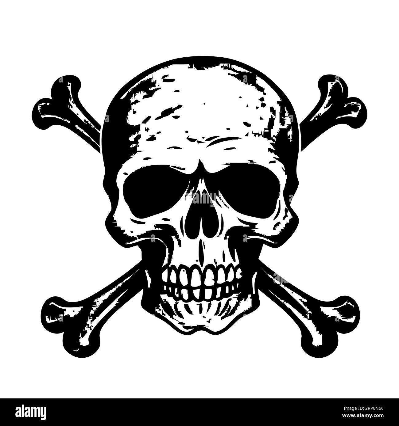 Black silhouette of skull and bones Royalty Free Vector