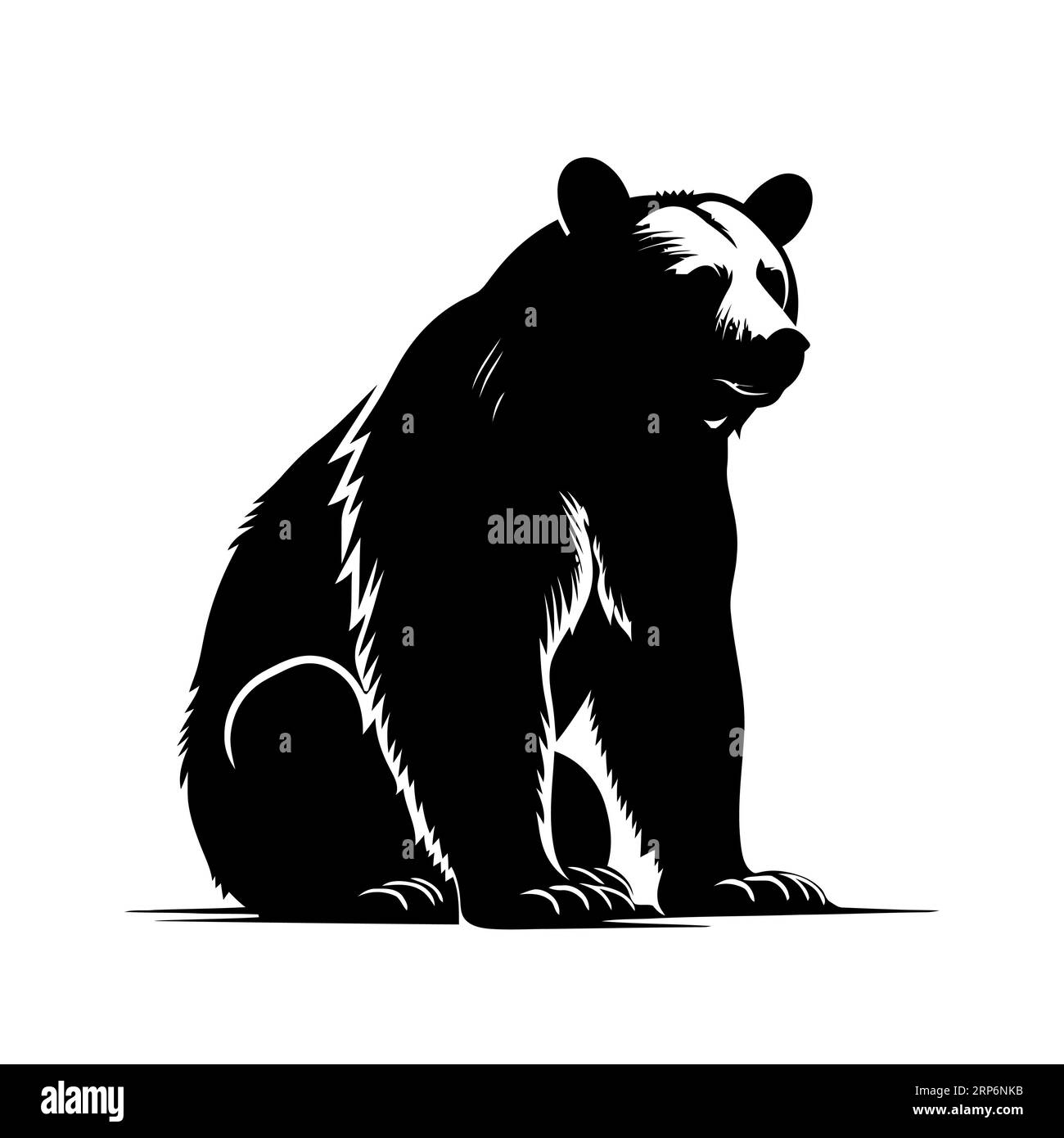 Bear icon. Bear silhouette. Black symbol of a sitting bear. Vector