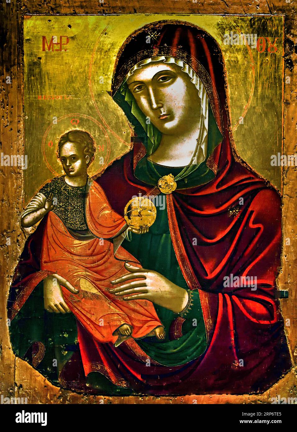Mary and Child Icon with the Virgin Madre della Consolazsione. 16th century Athens Greece Byzantine Museum Orthodox Church Greek ( Icon ) Stock Photo