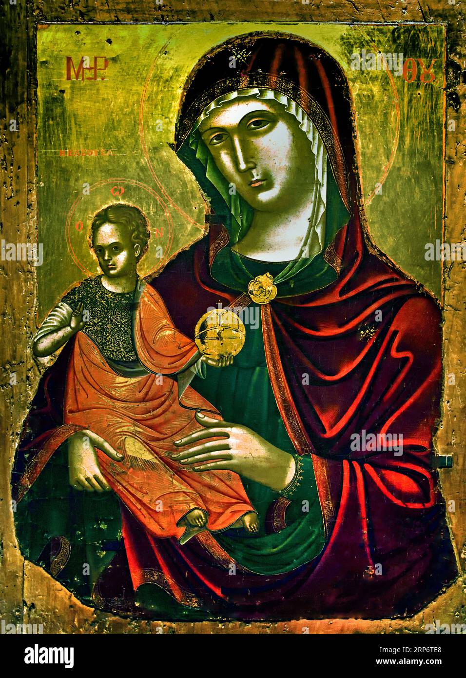 Mary and Child Icon with the Virgin Madre della Consolazsione. 16th century Athens Greece Byzantine Museum Orthodox Church Greek ( Icon ) Stock Photo