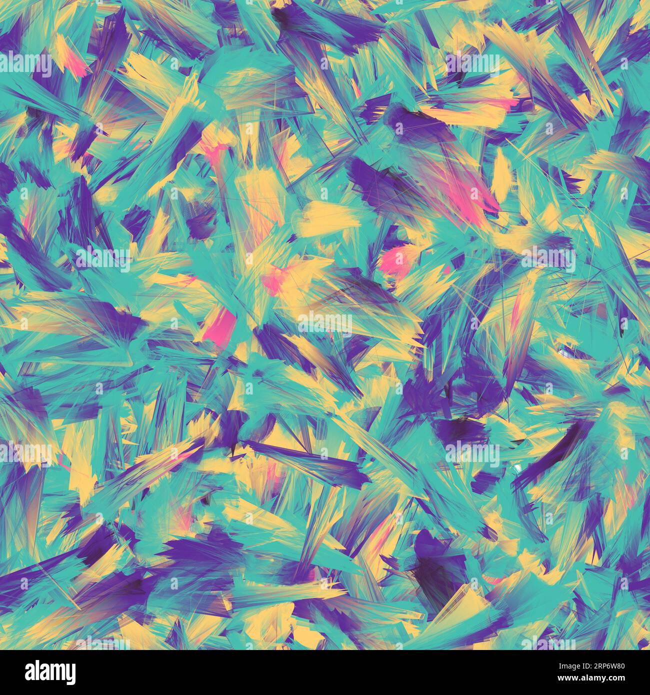 Abstract light blue, purple, yellow and pink brush strokes  with different shapes. Seamless pattern. Stock Photo