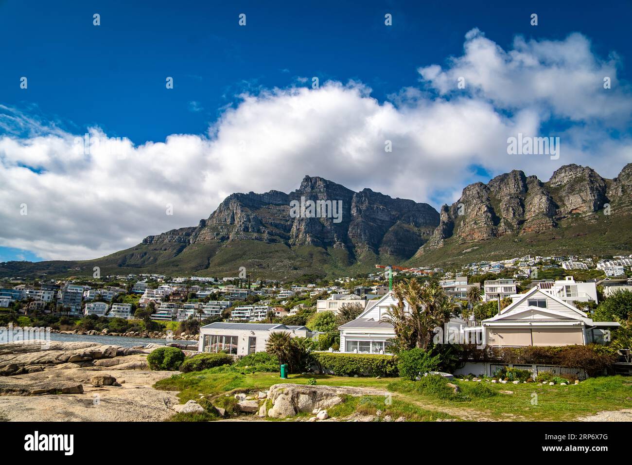 Aerial view of Llandudno beach in Cape Town, South Africa Stock Photo