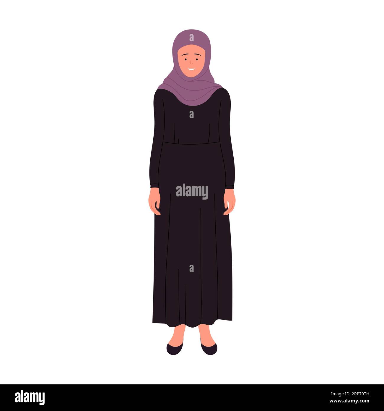 Front view of standing muslim businesswoman. Arabic female manager in