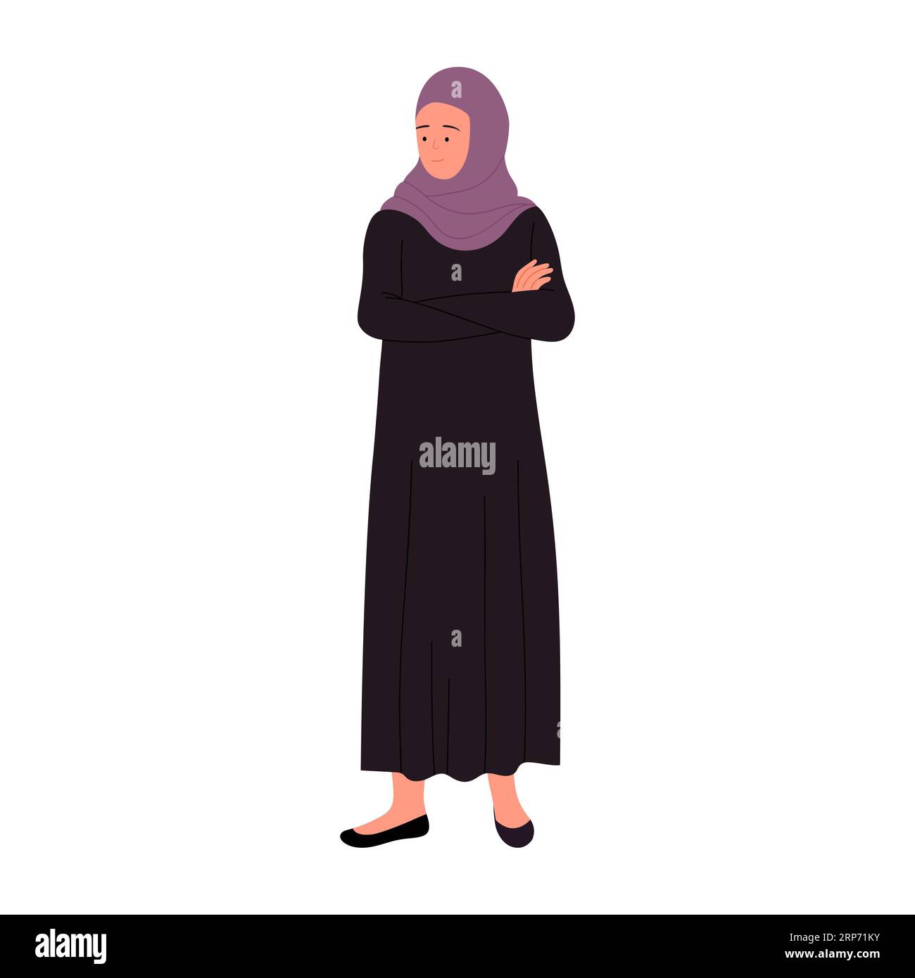 Thinking muslim businesswoman with crossed arms. Arabic office manager