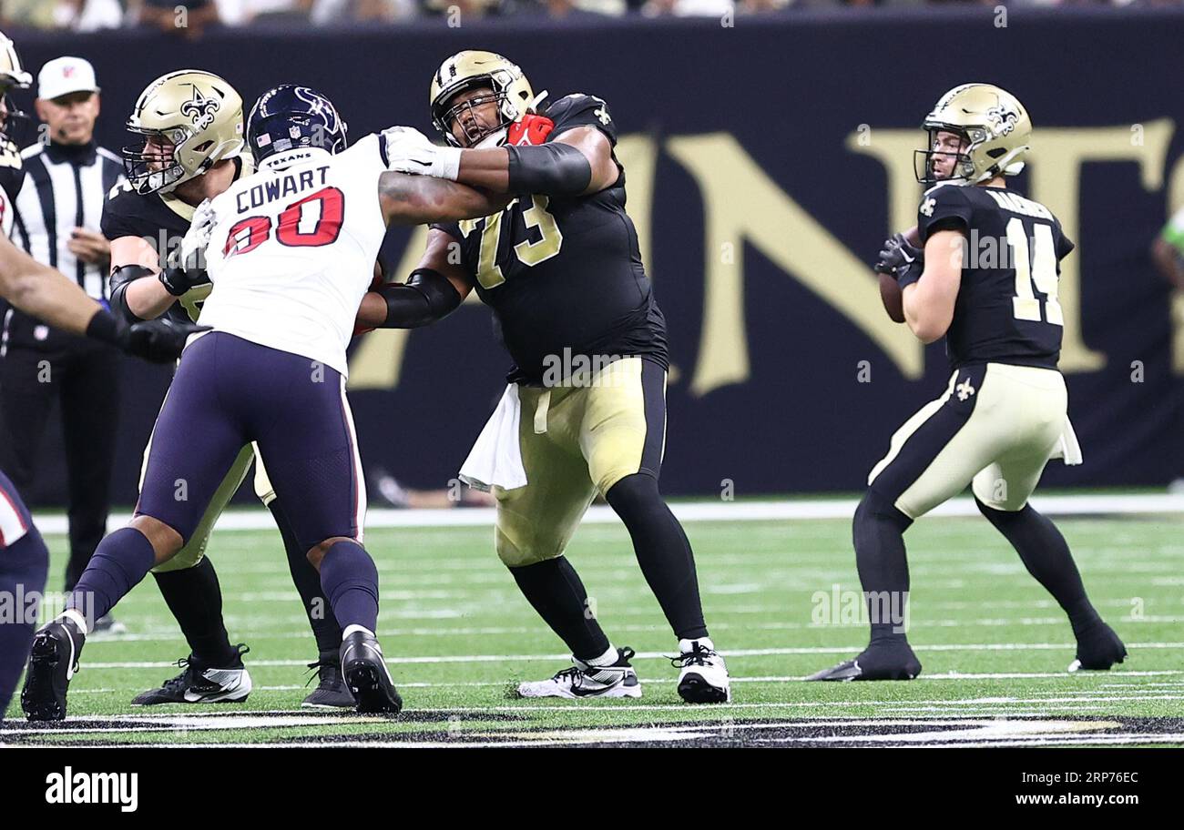 Quarterback Jake Haener of the New Orleans Saints passes while