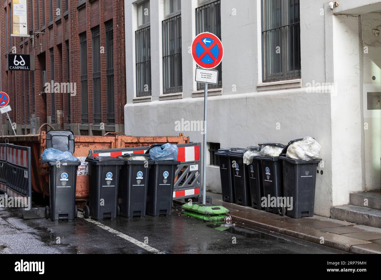 Symbolic image, city cleaning, waste disposal, recycling, bins for