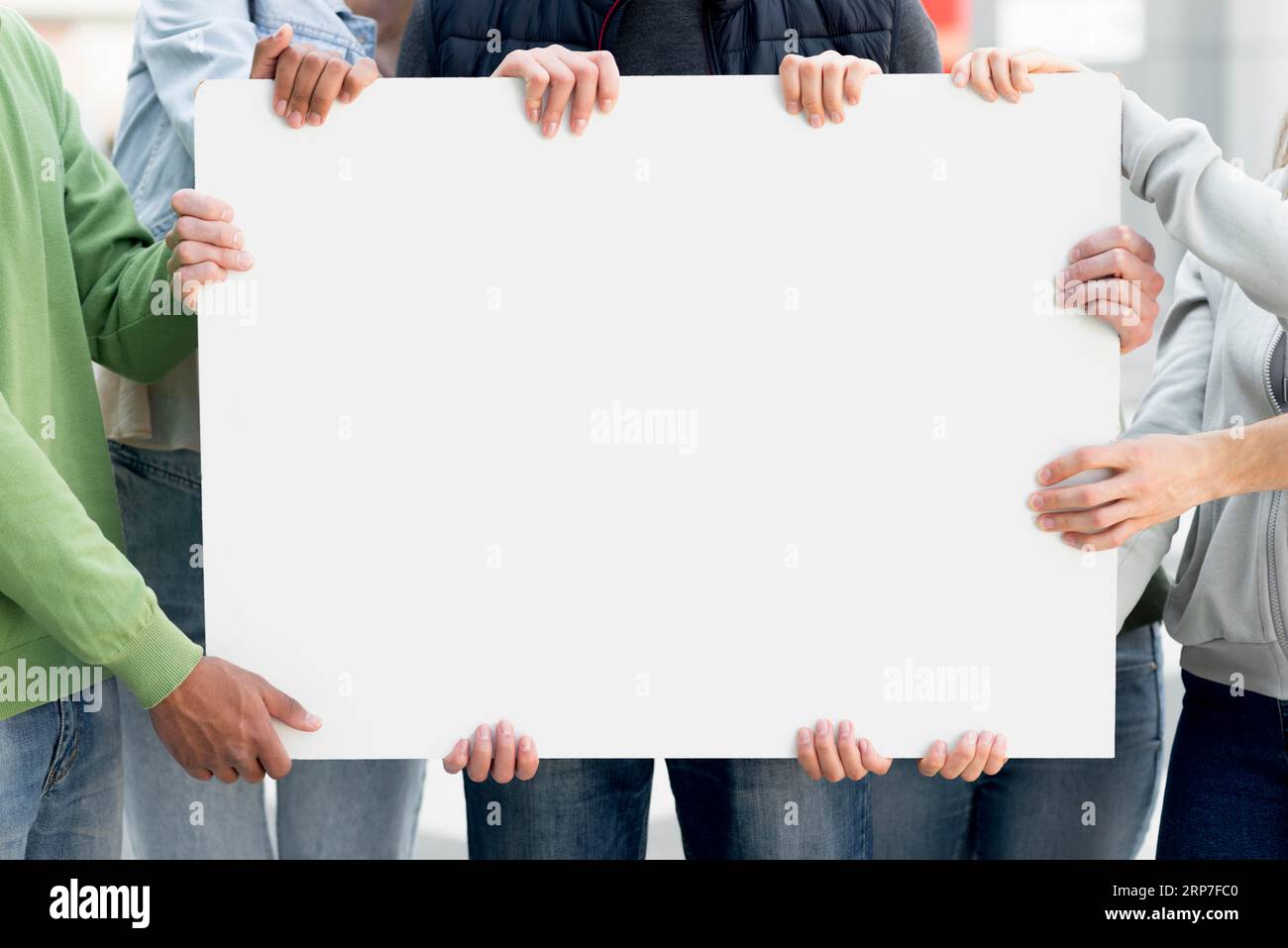 Hands holding copy space black lives matter cardboard Stock Photo