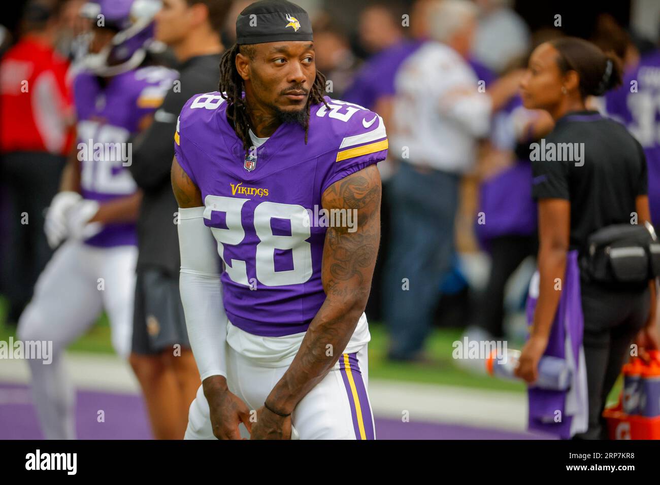 Minnesota Vikings wide receiver Jacob Copeland (28) reacts after a play  against the Arizona Cardinals during the first half of an NFL preseason  football game Saturday, Aug. 26, 2023 in Minneapolis. (AP