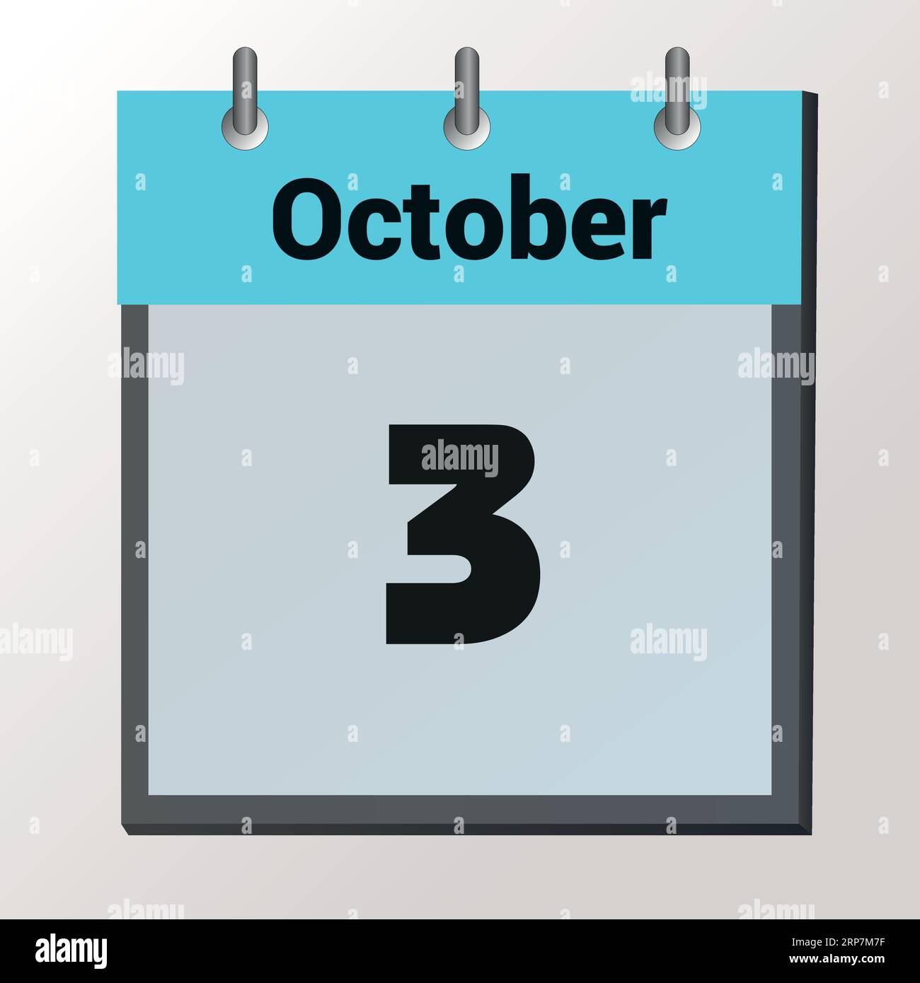 day on the calendar, vector image format, October 3 Stock Vector