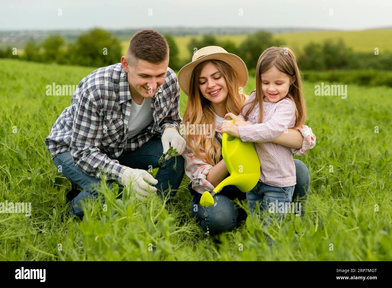 Cute family farm Stock Photo