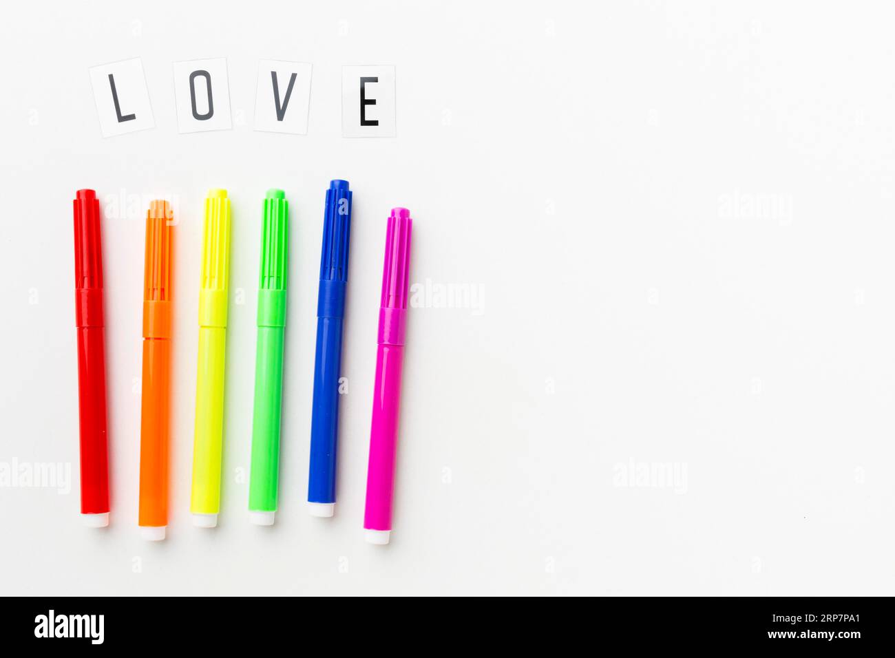Rainbow markers pride love Stock Photo