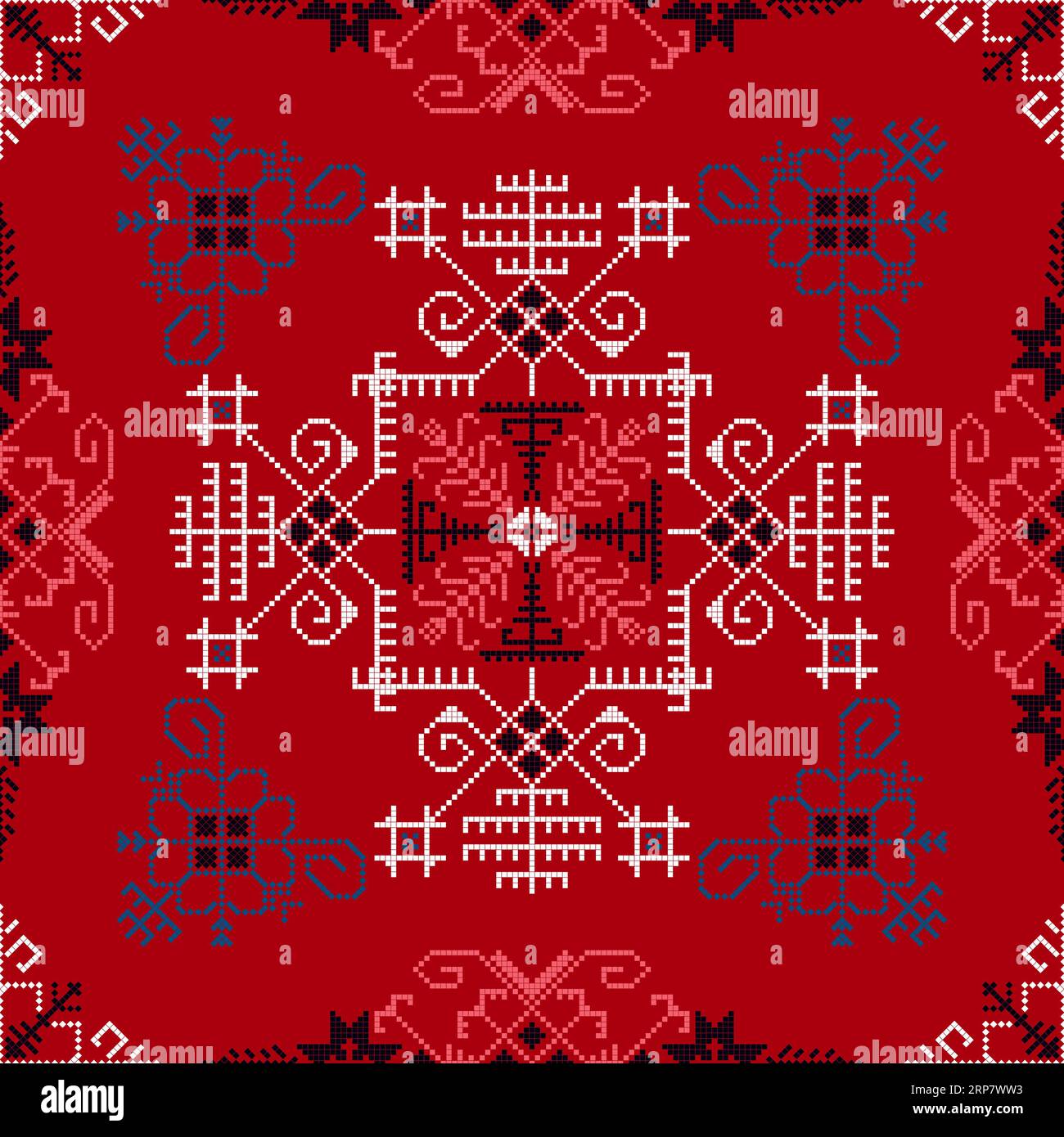 Traditional Latvian embroidery seamless pattern, vector illustration Stock  Photo - Alamy
