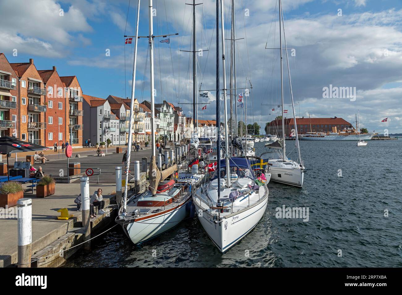 Sailboats, Castle, Harbour, Sonderborg, Syddanmark, Denmark Stock Photo