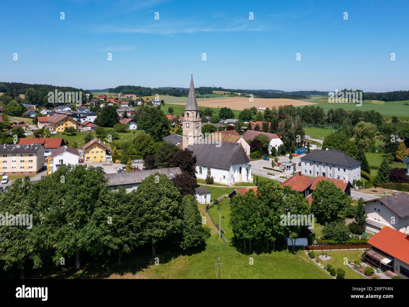 Drone shot, Mehrnbach, Innviertel, Upper Austria, Austria Stock Photo