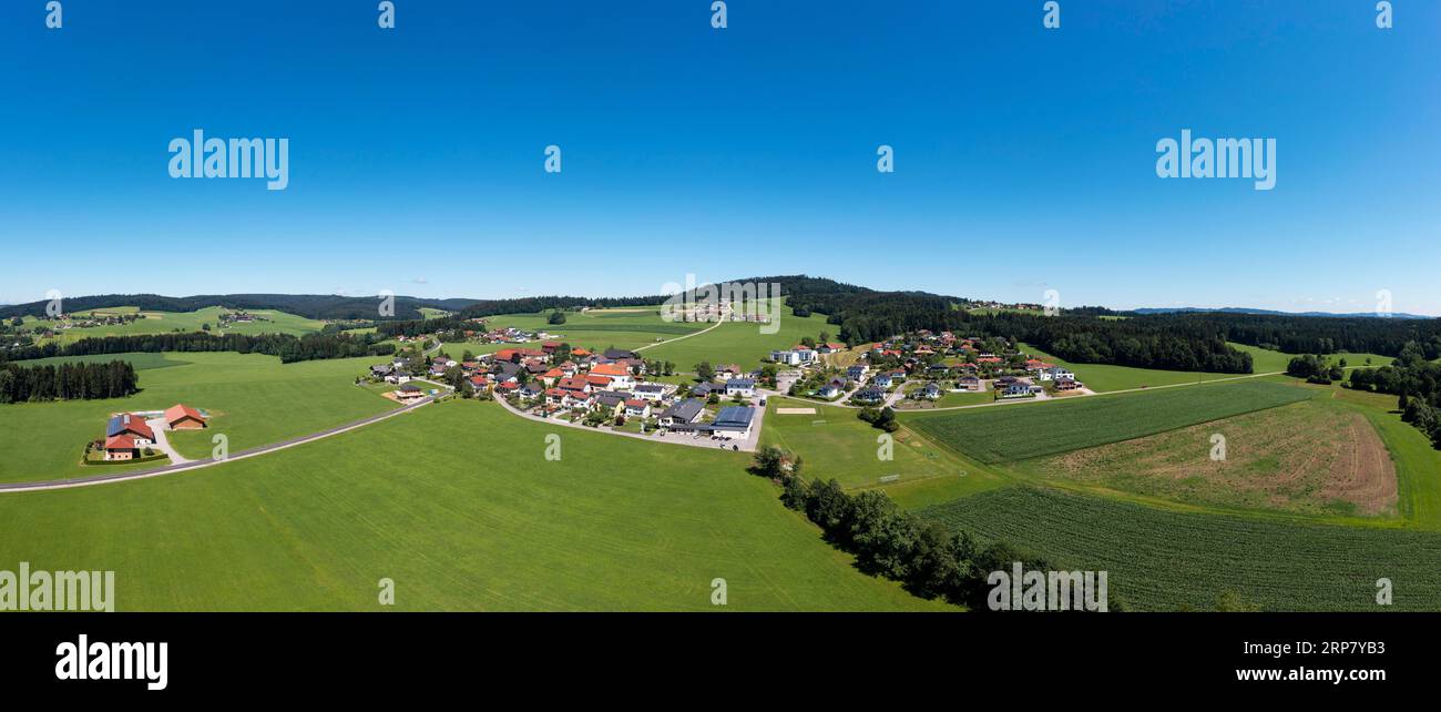 Drone image, agricultural landscape near Fornach, Hausruckviertel, Upper Austria, Austria Stock Photo