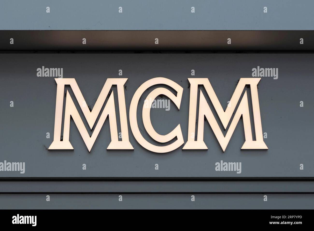 Close-up, logo of the Munich luxury fashion brand MCM on a boutique in the  shopping street Neuer Wall, Hamburg, Germany, Europe Stock Photo - Alamy
