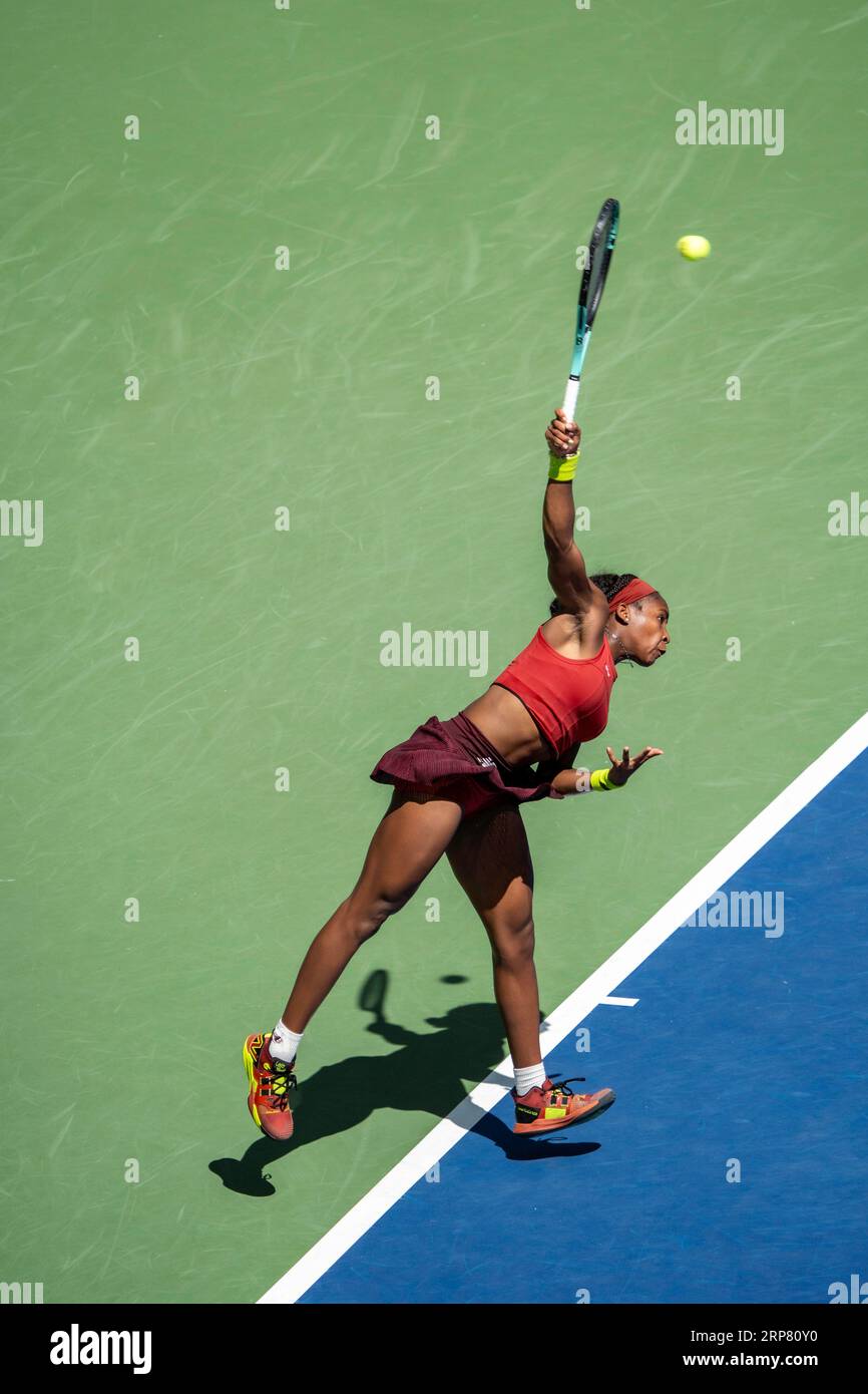 Coco Gauff (USA) competing in the Women's Singles Round 2 at the 2023