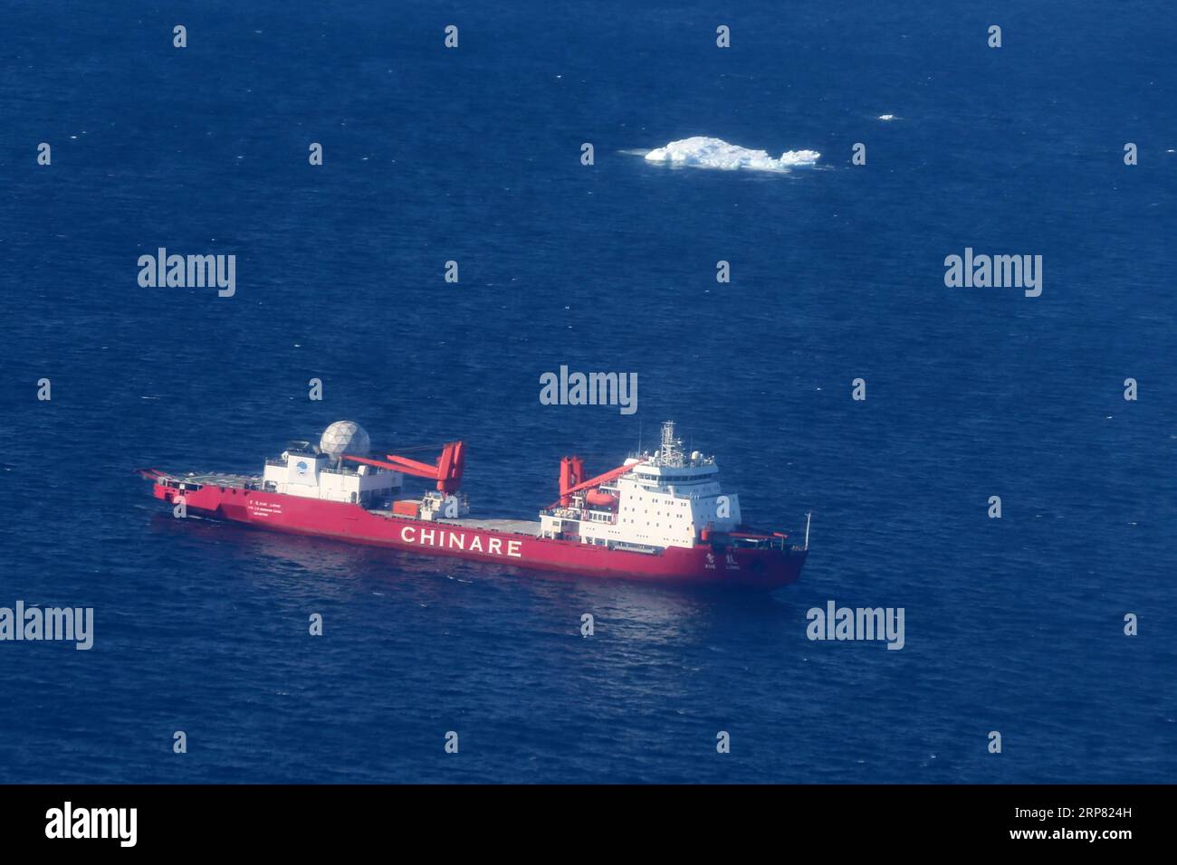 (190215) -- ABOARD XUELONG, Feb. 15, 2019 (Xinhua) -- China s research icebreaker Xuelong is seen near the Zhongshan Station, Feb. 14, 2019. China s research icebreaker Xuelong, with 126 crew members aboard on the 35th Antarctic research mission, on Thursday local time left the Zhongshan Station on its way back to China. Snow Eagle 601, China s first fixed-wing aircraft for polar flight, on Thursday night also departed from the Antarctic after completing all assignments. (Xinhua/Liu Shiping) ANTARCTICA-SCI-TECH-CHINA-XUELONG-SAIL PUBLICATIONxNOTxINxCHN Stock Photo