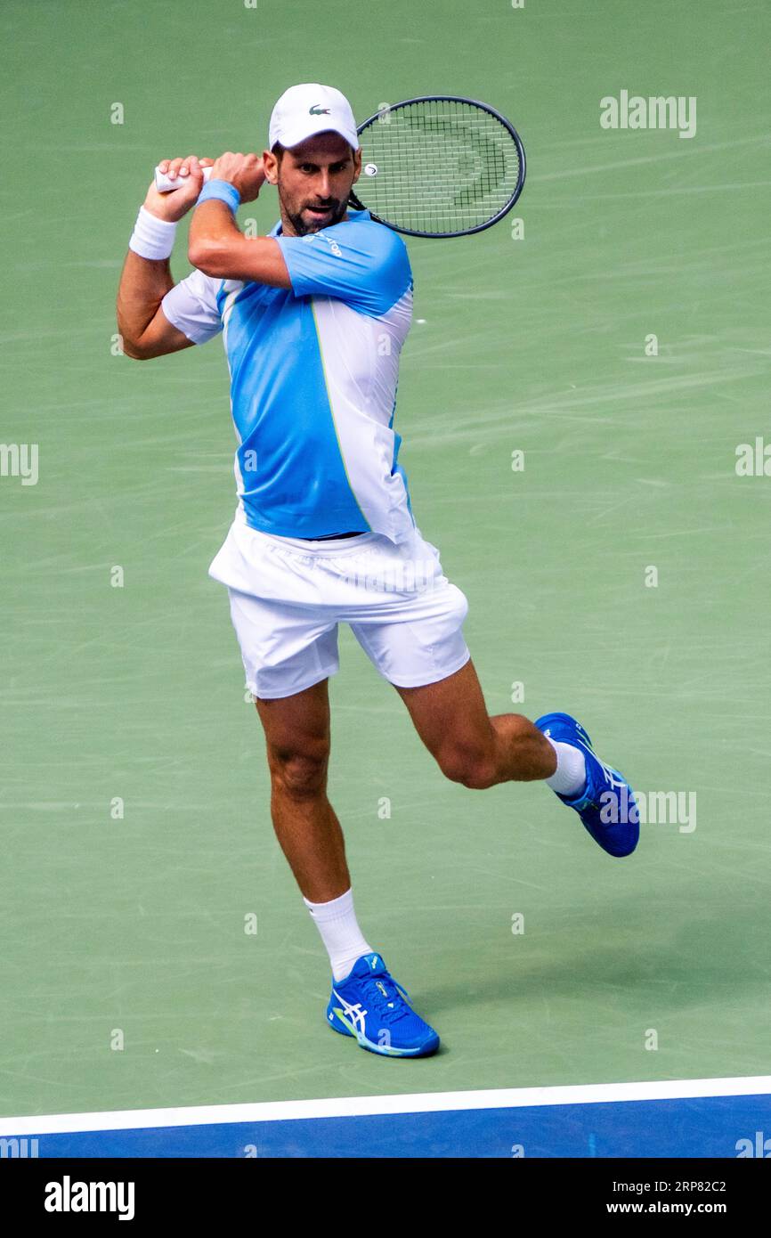 Novak Djokovic (SBR) competing in the Men's Singles Round 2 at the 2023 US  Open Tennis Stock Photo - Alamy