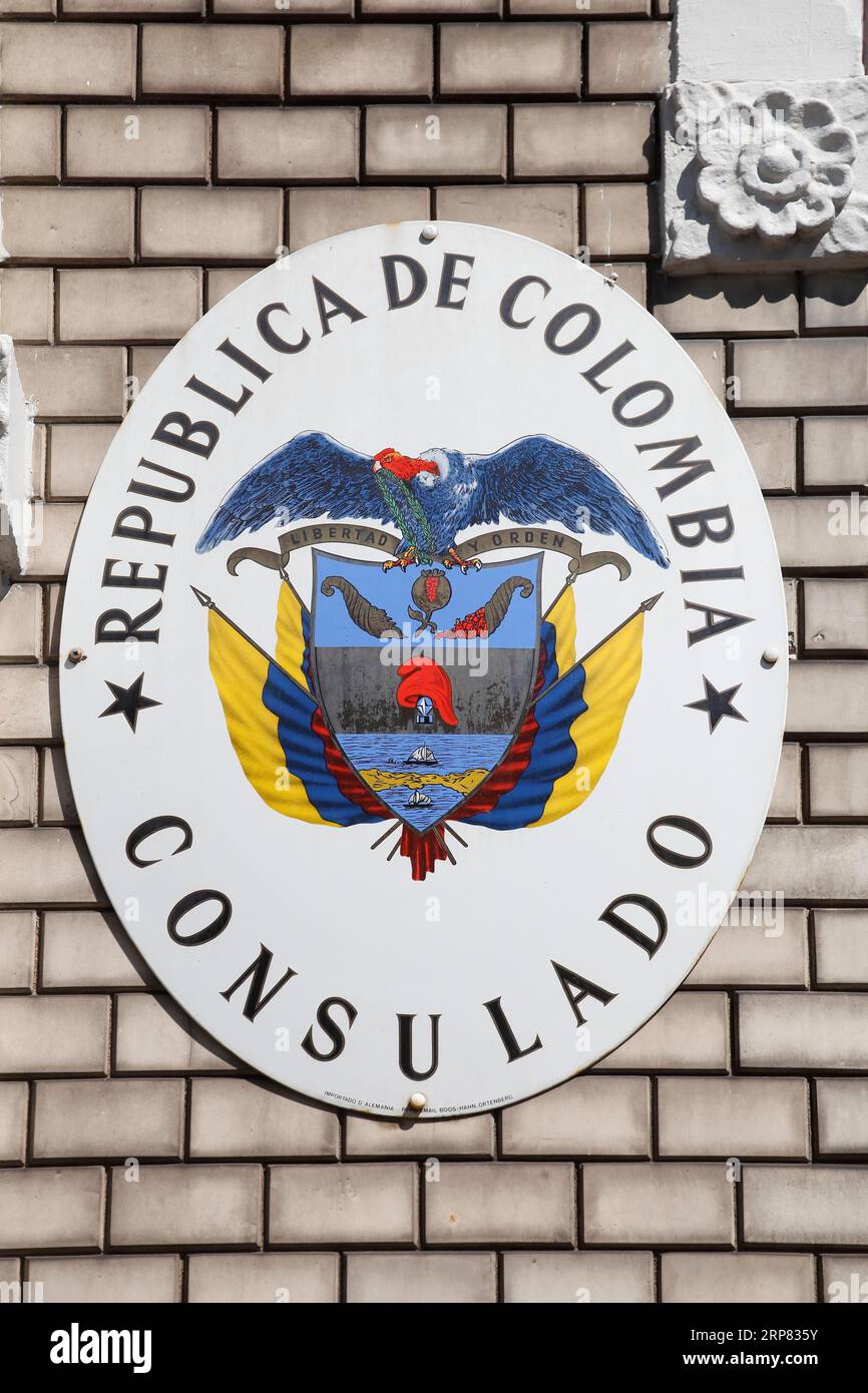 Sign Consulate of the Republic of Colombia, Bremen, Germany Stock Photo