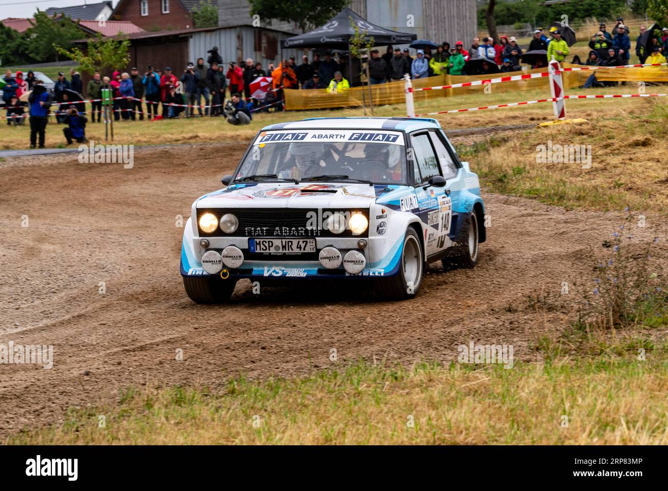 ADAC Eifel Rally Festival 2023, Fiat 131 Abarth Rally, Vulkaneifel, Eifel, Rhineland-Palatinate, Germany Stock Photo