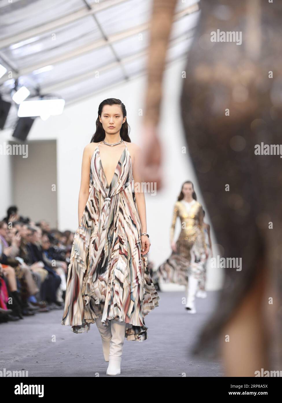 190224 BEIJING Feb. 24 2019 Models present creations for Roberto Cavalli during Milan Fashion Week Autumn Winter 2019 2020 in Milan Italy Feb. 23 2019. XINHUA PHOTOS OF THE DAY ChengxTingting PUBLICAT...