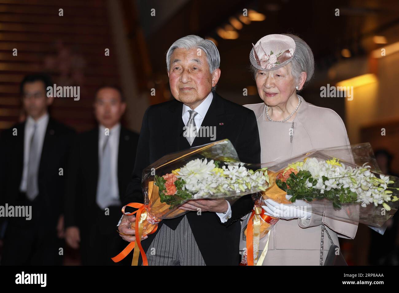190224 -- TOKYO, Feb. 24, 2019 Xinhua -- Japanese Emperor Akihito L and Empress Michiko depart after attending the ceremony to mark the 30th anniversary of emperor s enthronement in Tokyo, Japan, Feb. 24, 2019. Xinhua/Du Xiaoyi JAPAN-TOKYO-EMPEROR-30TH ANNIVERSARY PUBLICATIONxNOTxINxCHN Stock Photo