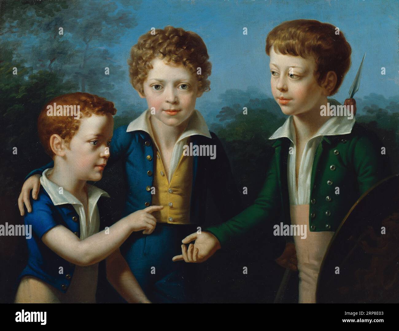 Albert, Moritz and Leopold von Neuwall 1820 by Leopold Kupelwieser Stock Photo