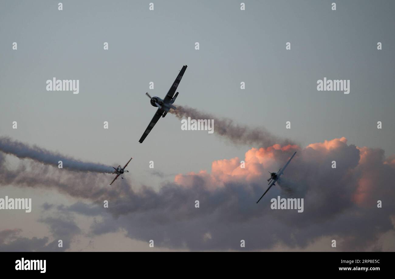 (190301) -- MELBOURNE, March 1, 2019 -- Airplanes perform during the Australian International Airshow and Aerospace & Defence Exposition at the Avalon Airport, Melbourne, March 1, 2019. ) AUSTRALIA-MELBOURNE-AIR SHOW BaixXuefei PUBLICATIONxNOTxINxCHN Stock Photo