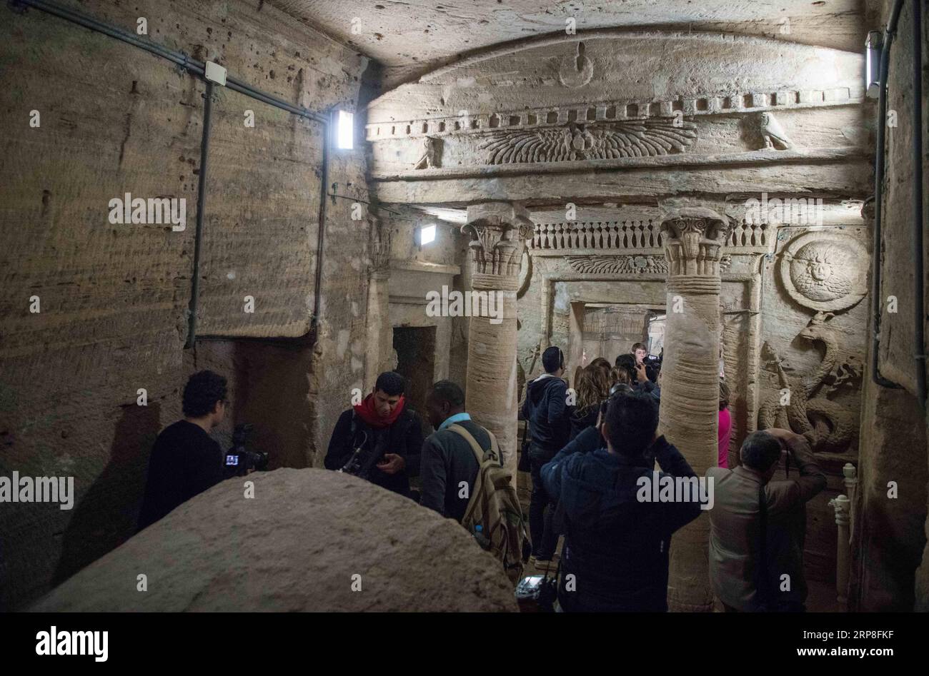 (190303) -- ALEXANDRIA (EGYPT), March 3, 2019 -- Photo taken on March 3, 2019 shows the catacombs of ancient Kom al-Shoqafa tombs in the northern seaside Alexandria province, Egypt. The Egyptian Ministry of Antiquities celebrated on Sunday the completion of a project removing underground water from 2,000-year-old catacombs in the northern seaside province of Alexandria dating back to the Greco-Roman era. ) EGYPT-ALEXANDRIA-GRECO-ROMAN CATACOMBS WuxHuiwo PUBLICATIONxNOTxINxCHN Stock Photo